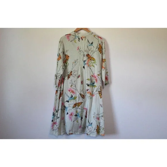 LA CERA Hummingbird Butterfly Print Dress Green Sundress Plus Size 1X H14855 - Picture 6 of 8
